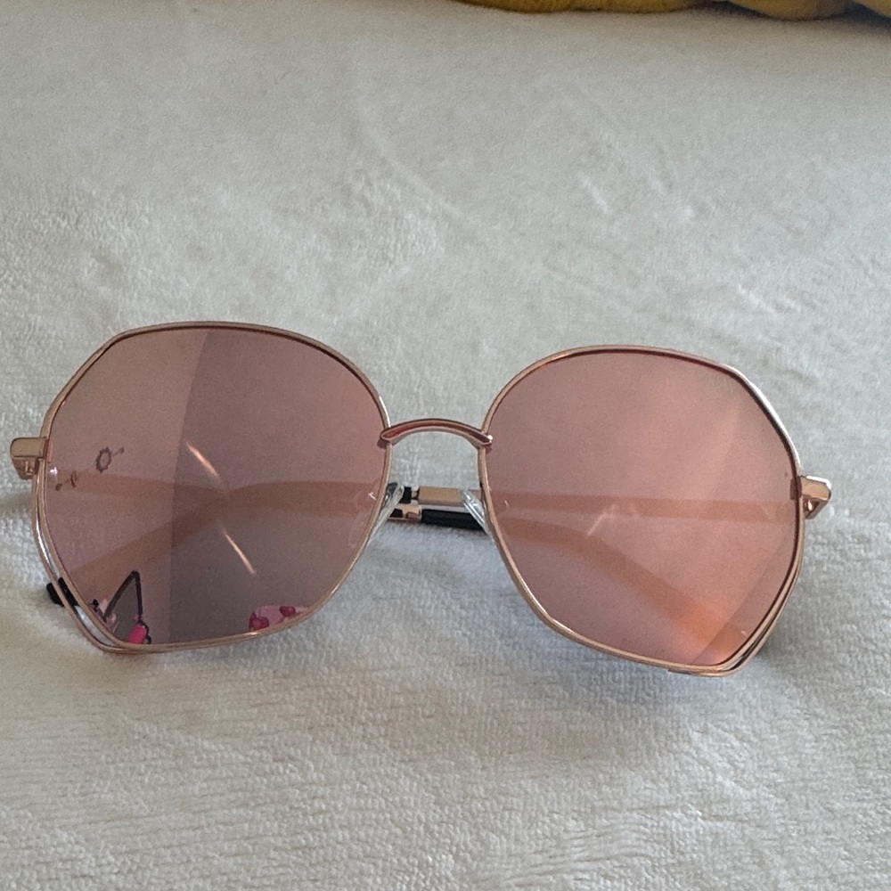 Quay Australia Pink Hexagonal Sunglasses